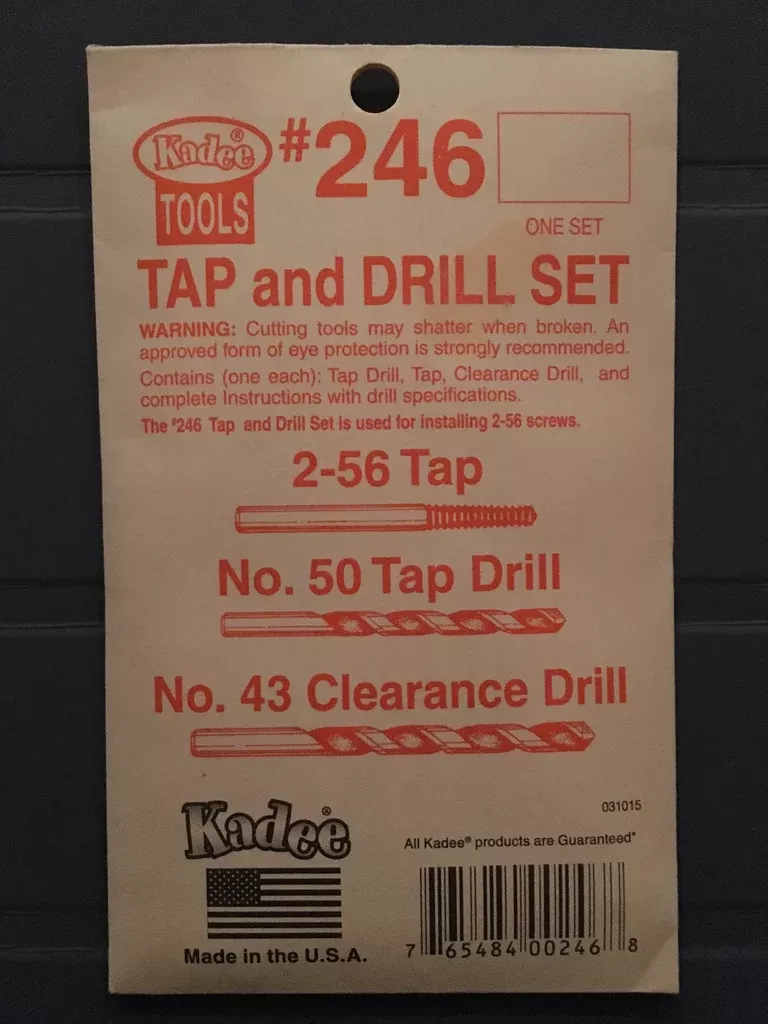 # 246 Tap 2-56 and Drills #50 and #43 kadee
