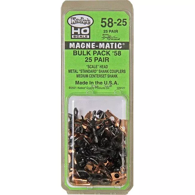 58-25-ho-scale-bulk-pack-25-pair-58-scale-head-metal-couplers-medium-9-32-center #58-25 HO Scale Bulk Pack - 25 pair #58 Scale Head Metal Couplers - Medium (9/32") Centerset Shank